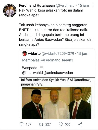 Ferdinand Retweet Foto Hoax