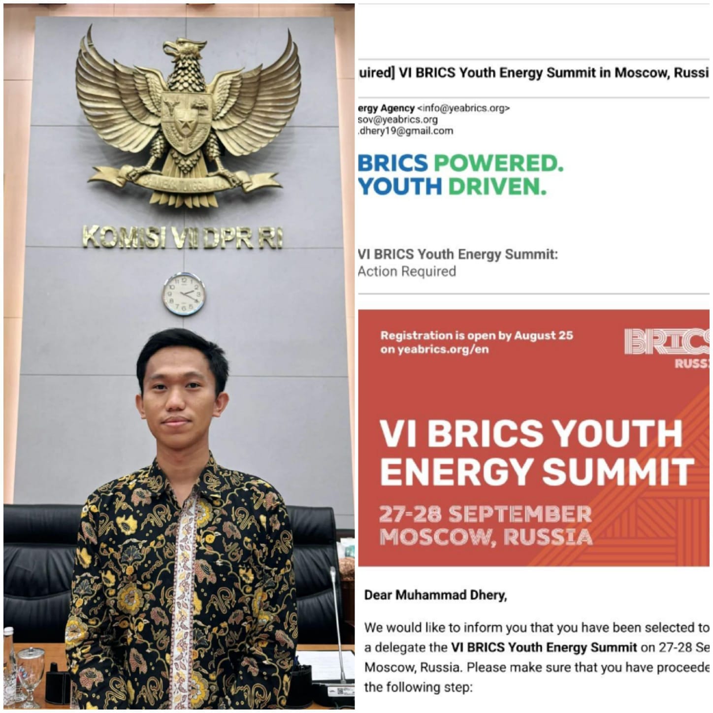 Muhammad Dhery Mahendra, Mahasiswa Indonesia jadi Bagian 120 Delegasi VI BRICS Youth Energy Summit di Moskow