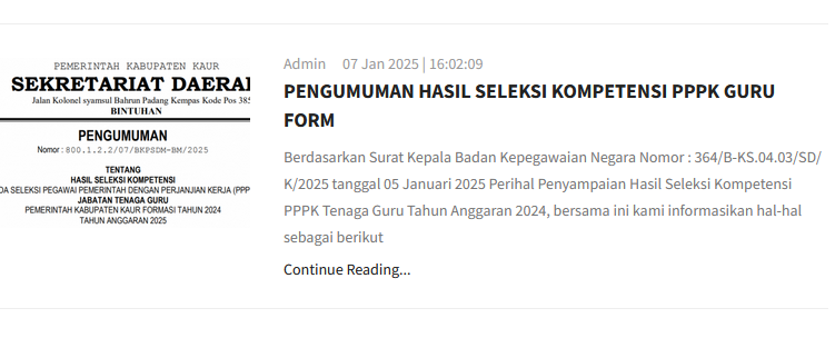 BREAKING NEWS: Selamat 107 Tenaga Guru Lulus Seleksi PPPK 2024 Tahap 1 Kabupaten Kaur