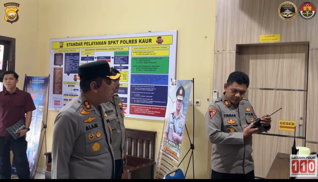 Polres Kaur menerima Tim Supervisi dari Polda Bengkulu terkait layanan Polisi 110, Pamapta dan Aplikasi Dors.