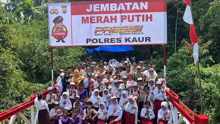 Polres Kaur Resmikan Jembatan Merah Putih Presisi ke-10 Desa Air Pahlawan, Buka Akses dan Dorong Kesejahteraan