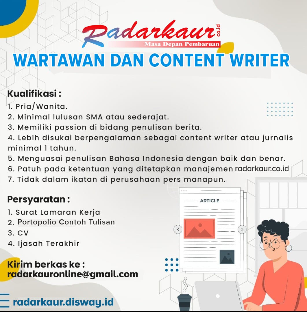 BEWARA! Dibutuhkan 3 Content Writer dan Wartawan Untuk Menulis Artikel 600 Kata