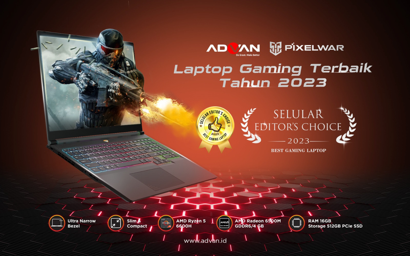 Laptop Spek Aplikasi dan Game Berat, Advan Menoreh Prestasi 2 Penghargaan untuk Laptop Pixelwar dan Workplus