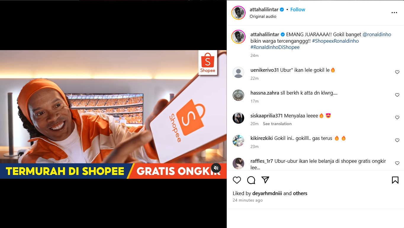 Shopee Gandeng Ronaldinho! Selebrasi Samba Sang Legenda Bikin Netizen Heboh