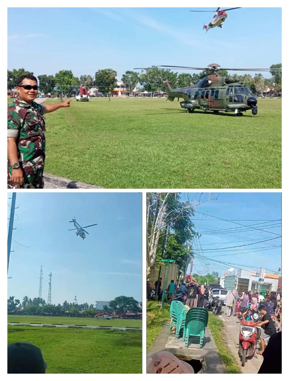 Masyarakat Sekitar Lapangan Merdeka Kaur Heboh, 3 Helikopter Mendarat, Persiapan Kunjungan Presiden Jokowi?