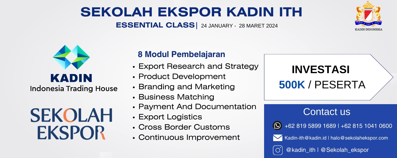 Program Pelatihan Ekspor Pertama oleh Kadin ITH dan Sekolah Ekspor dengan Metode Belajar Daring Asinkron