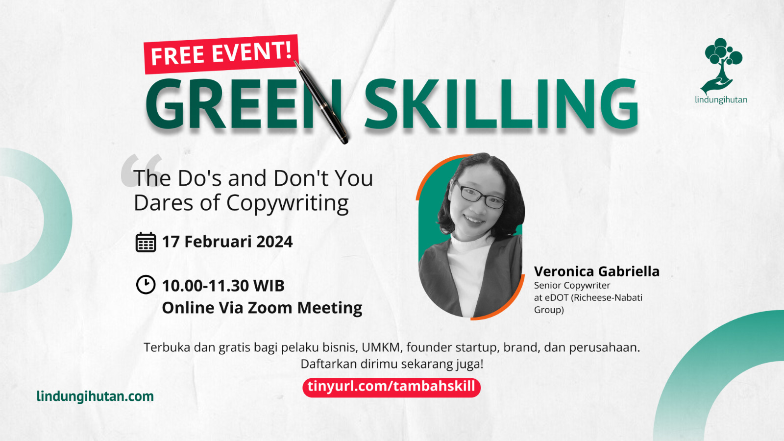 Seri Webinar Green Skilling Gratis Kembali, Fokus pada Seni Copywriting