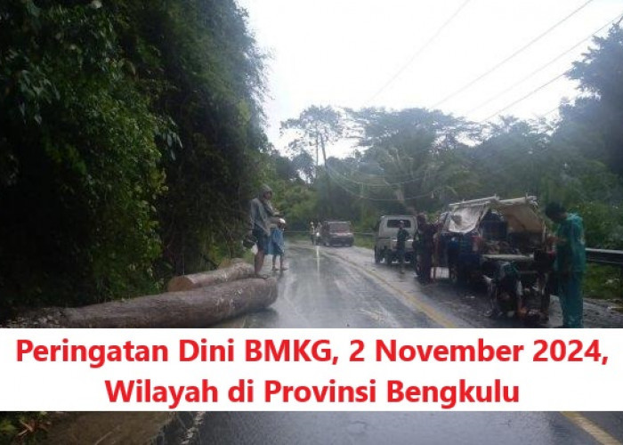 Peringatan Dini BMKG, 2 November 2024, Wilayah di Provinsi Bengkulu ini Hujan  Deras dan Angin Kencang