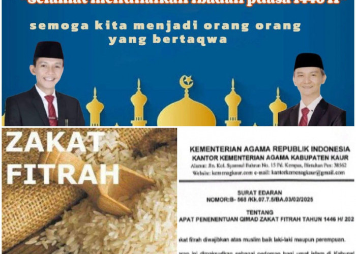 Zakat Fitrah Ramadhan 1446 H Kabupaten Kaur Ditetapkan Lebih Cepat, Berikut Besarannya dalam 3 Kategori!