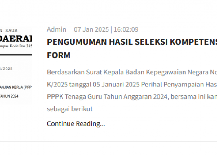 BREAKING NEWS: Selamat 107 Tenaga Guru Lulus Seleksi PPPK 2024 Tahap 1 Kabupaten Kaur