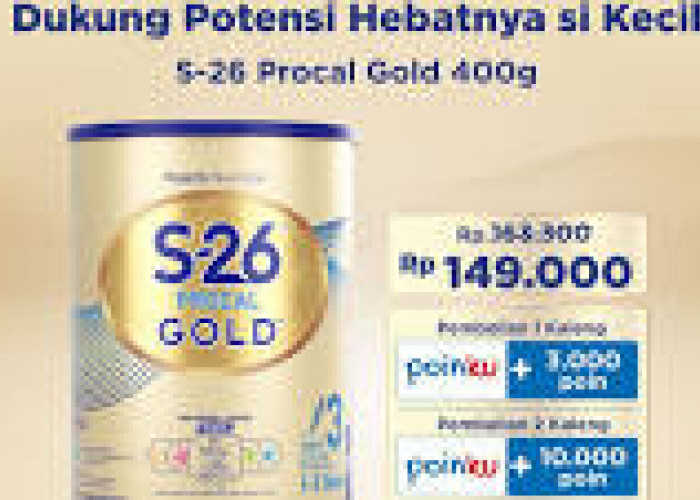 Harga SPESIAL dan Bonus Poin Khusus Member Indomaret, Produk S-26 Procal Gold 400 g, 25 Juni - 5 Juli