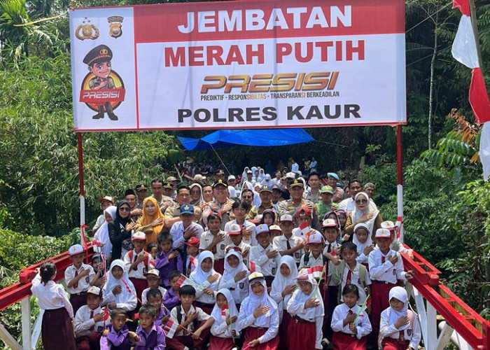 Polres Kaur Resmikan Jembatan Merah Putih Presisi ke-10 Desa Air Pahlawan, Buka Akses dan Dorong Kesejahteraan