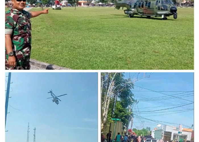 Masyarakat Sekitar Lapangan Merdeka Kaur Heboh, 3 Helikopter Mendarat, Persiapan Kunjungan Presiden Jokowi?