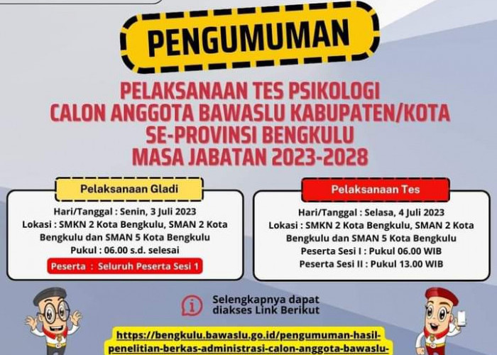Kisi-Kisi Soal Psikotes Seleksi Bawaslu Kabupaten/ Kota di Provinsi Bengkulu, Sumsel, Lampung dan Pulau Jawa
