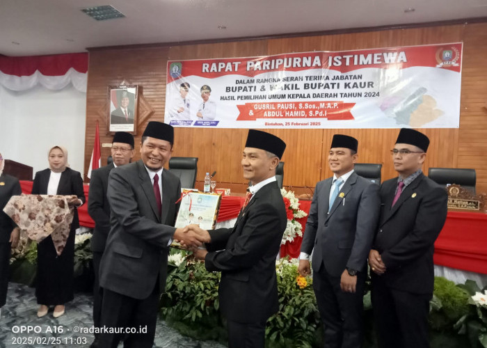 Sertijab Bupati dan Wakil Bupati Kaur Periode 2025-2030, Gusril-Hamid Sampaikan 3 Prioritas Program Kerja