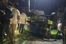 Kecelakaan Tunggal di Jalur Bengkulu - Kaur, Truk Kontainer Terguling, Sopir dan Kernet Tak Selamat